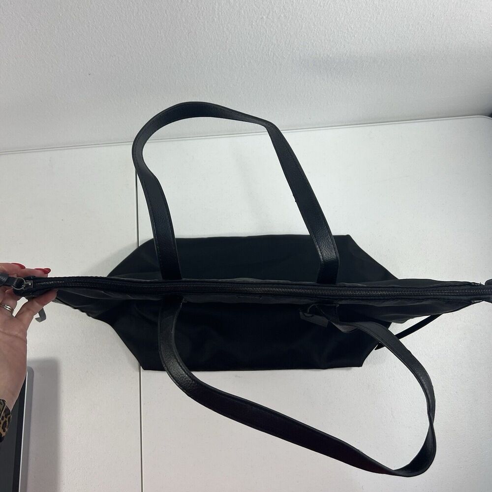 Botkier New York Black Nylon Tote‎ Vegan Leather Trim Zipper Shoulder Bag NEW - Picture 9 of 14